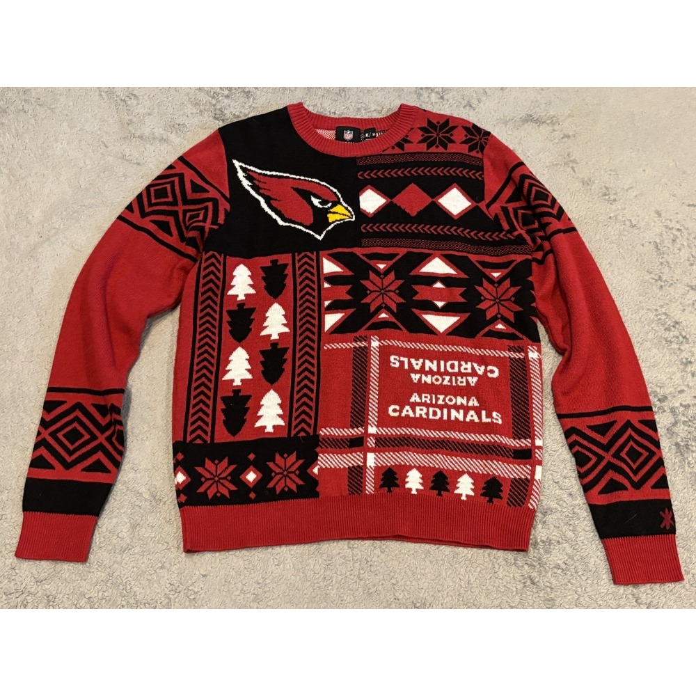Arizona Cardinals Christmas Sweater NFL Mens Medium Football Ugly Red Black
